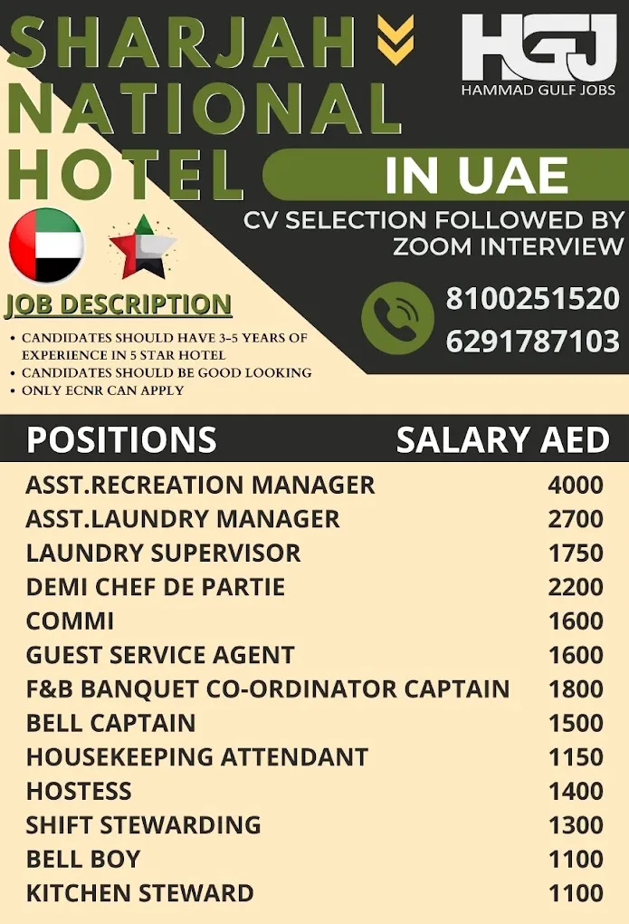 Hammad Gulf Jobs - Hotel Management | Kitchen Helper Jobs | Service Crew Jobs