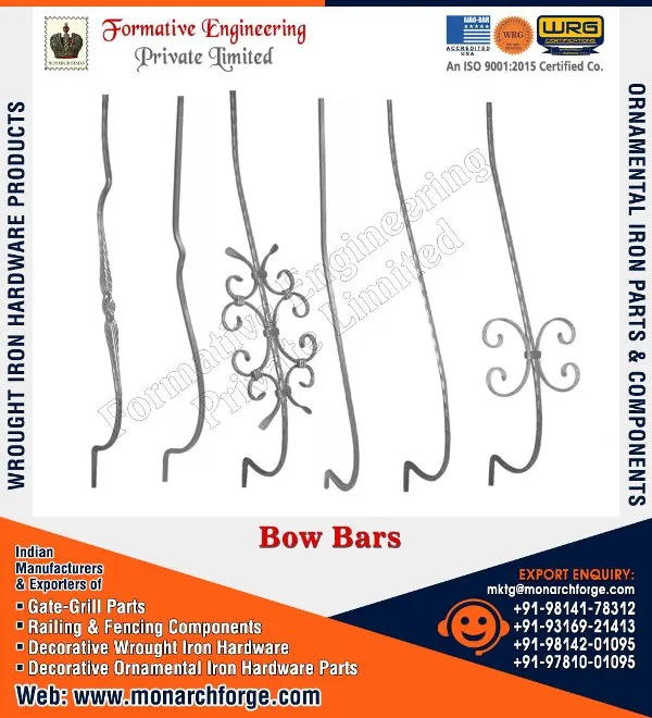 Wrought Iron Hardware, Gate Grill Parts, Railing & Fencing Components Manufacturers Exporters in India Ludhiana www.monarchforge.com +91-9814201095, +91-9781001095