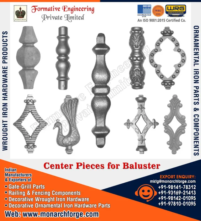 Wrought Iron Hardware, Gate Grill Parts, Railing & Fencing Components Manufacturers Exporters in India Ludhiana www.monarchforge.com +91-9814201095, +91-9781001095 - 2