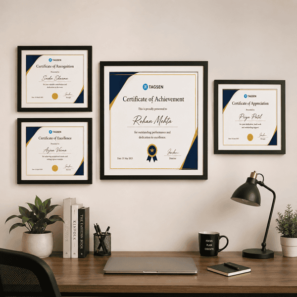 Framed Certificate Online for Awards | Tagsen India