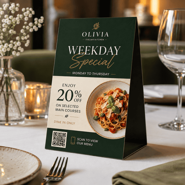Custom Tent Cards for Restaurants, Menus & QR Codes - 5